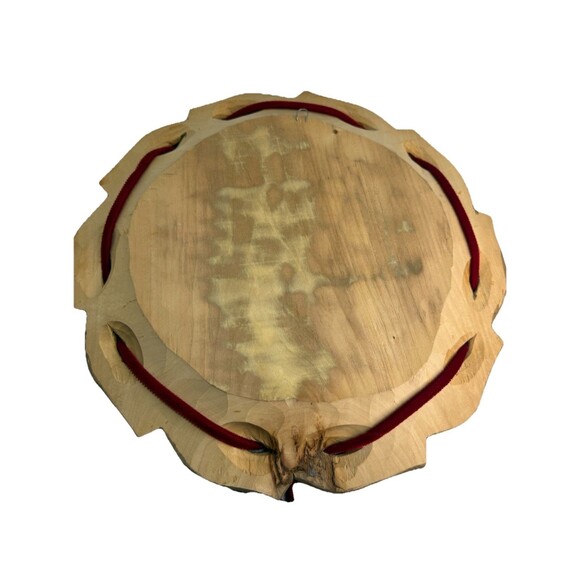 Large Handmade Coconut Wood Leaf and Berry Hand Carved Plaque Wall Art 13 1/2” - Picture 2 of 3